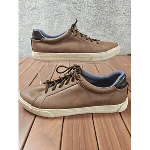 Tommy Hilfiger Men's Rance Designer Sneakers Shoes Leather Lace-Up Dark Brown 11